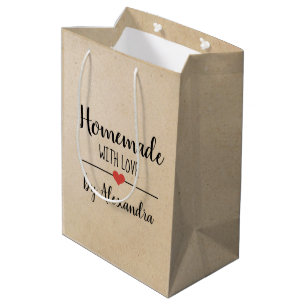Rustic homemade with love kraft medium gift bag