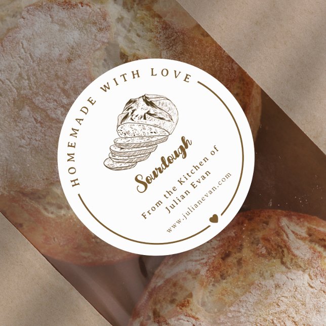 Rustic Homemade with Love Sketch Bakery Sticker (Rustic Homemade with Love Sketch Bakery Sticker)