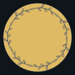 Rustic Homemade Yellow Ochre Write On Classic Round Sticker<br><div class="desc">Rustic, simple and modern write on homemade sticker with a lovely off-black foliage wreath on a yellow ochre background. Simply write your name and the product name on the label. Exclusively designed for you by Happy Dolphin Studio. If you need any help or matching products, please contact us at happydolphinstudio@outlook.com....</div>