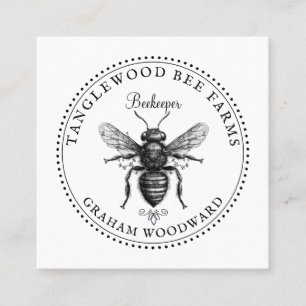 Rustic Honey Bee Apiary Beekeeper Honey Products  Square Business Card