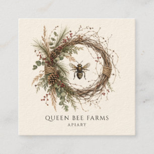 Rustic Honey Bee Apiary Square Business Card