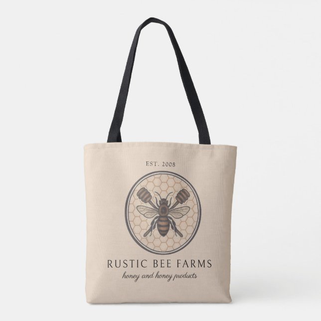 Rustic Honey Bee Beekeeper Apiary Tote Bag (Back)