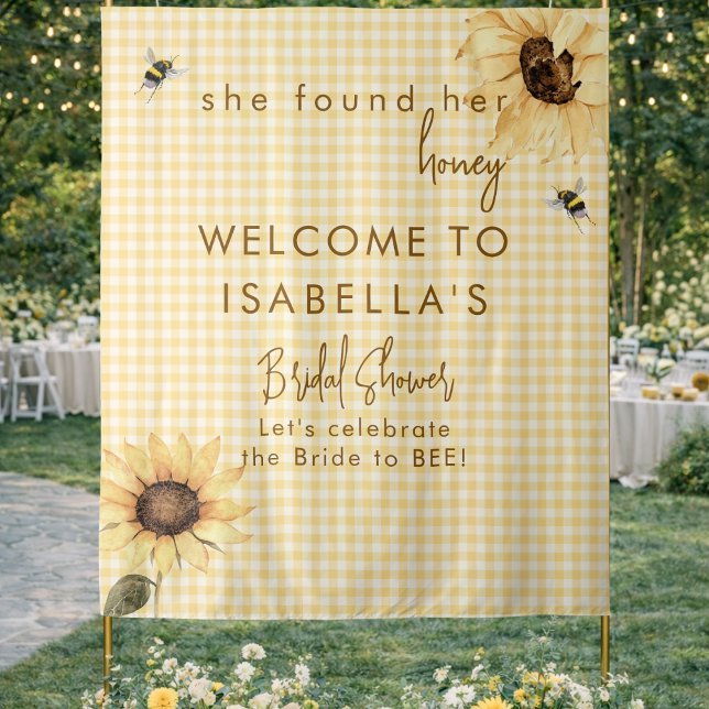 Rustic Honey Bee Bridal Shower Fabric Welcome Sign Tapestry (Creator Uploaded)