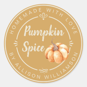 Rustic Honey Gold Pumpkin Spice Homemade Classic Round Sticker