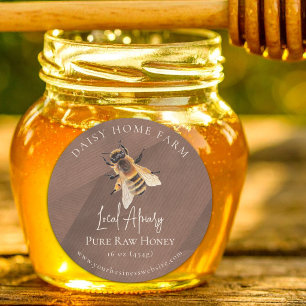 Rustic Honey Jar Bee Apiary Business Brown Paper Classic Round Sticker
