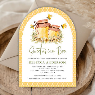 Rustic Honey Jar Sweet as can Bee Arch Baby Shower Invitation