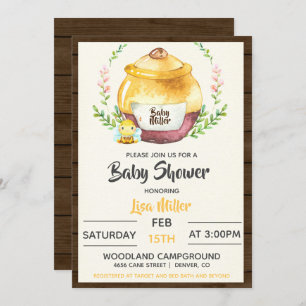Rustic Honey Pot & Bee Baby Shower Invitation
