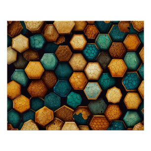Rustic Honeycomb Textured Abstract Art Poster
