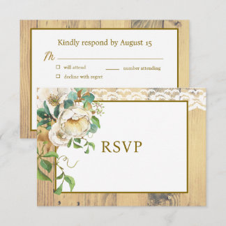 Rustic Honeyed Pine RSVP Card