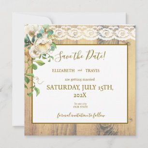 Rustic Honeyed Pine Save The Date
