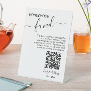 Rustic Honeymoon Fund QR Wishing Pedestal Sign