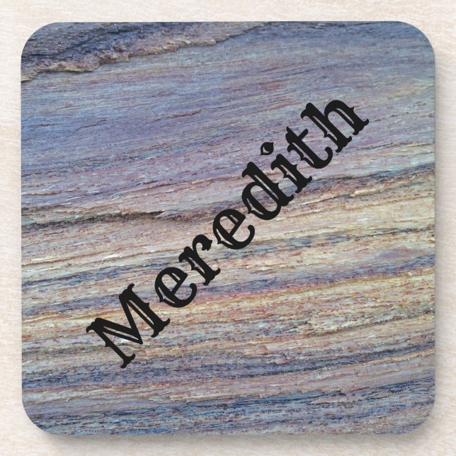 Rustic Horizontal Stripe Add Your Name Woodgrain Coaster (Front)