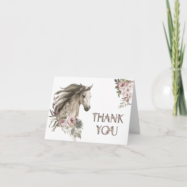 Rustic Horse Baby Shower Thank You Card (Front)