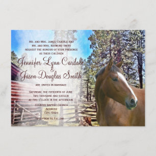 Rustic Horse Barn Corral Wedding Invitation