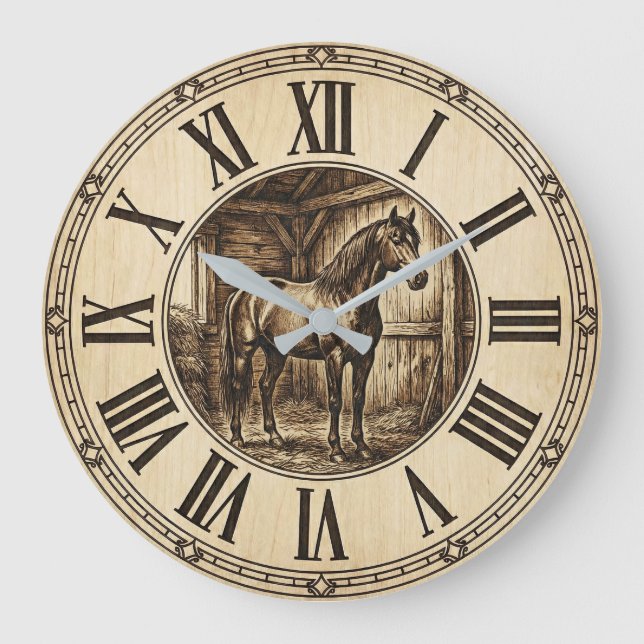 Rustic Horse Barn Wall Clock | Farmhouse Decor  (Front)
