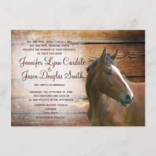 Rustic Horse Barn Wood Wedding Invitations