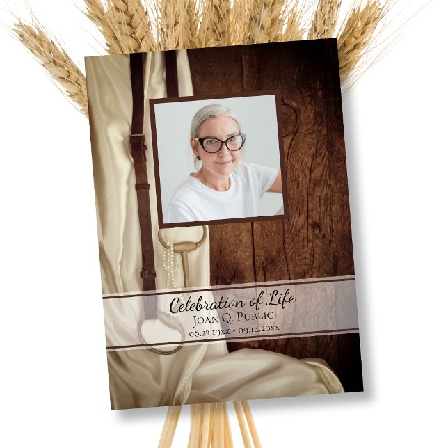 Rustic Horse Bit Satin Western Celebration of Life Invitation (Creator Uploaded)