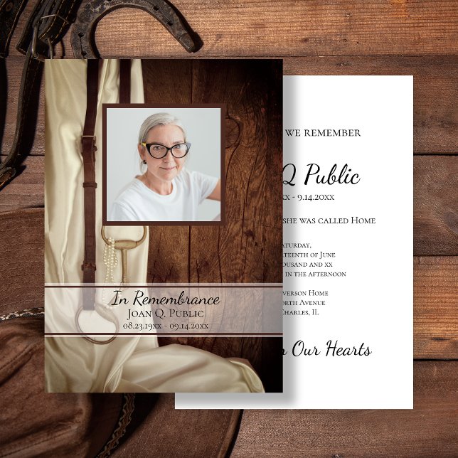 Rustic Horse Bit Satin Western Death Anniversary  Invitation (Creator Uploaded)