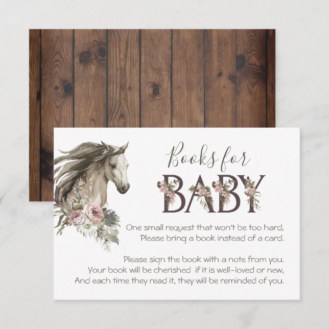 Rustic Horse Books for Baby Shower Invitation (Front/Back)
