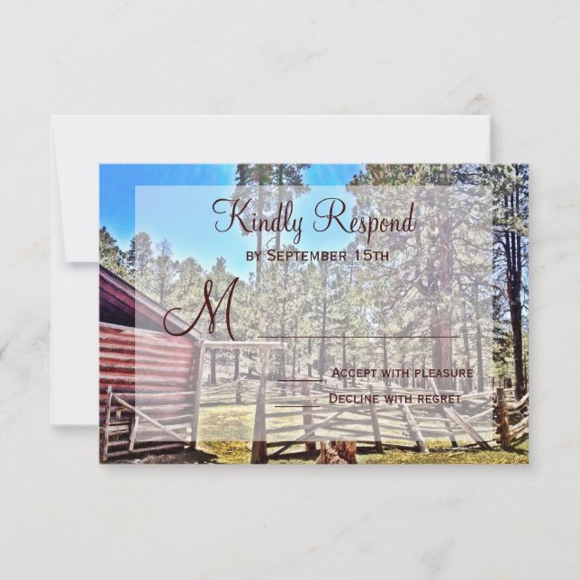 Rustic Horse Corral Country Wedding RSVP Cards (Front)