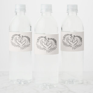 Rustic Horse Country Western Elegant Wedding Water Bottle Label