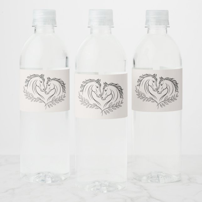 Rustic Horse Country Western Elegant Wedding Water Bottle Label (Bottles)