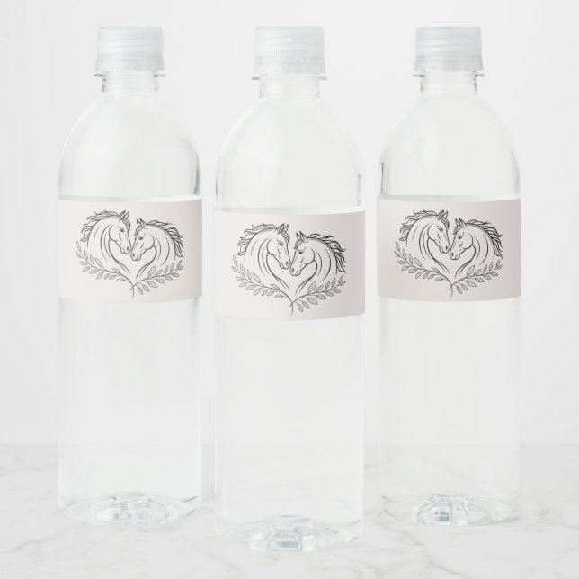 Rustic Horse Country Western Elegant Wedding Water Bottle Label (Bottles)