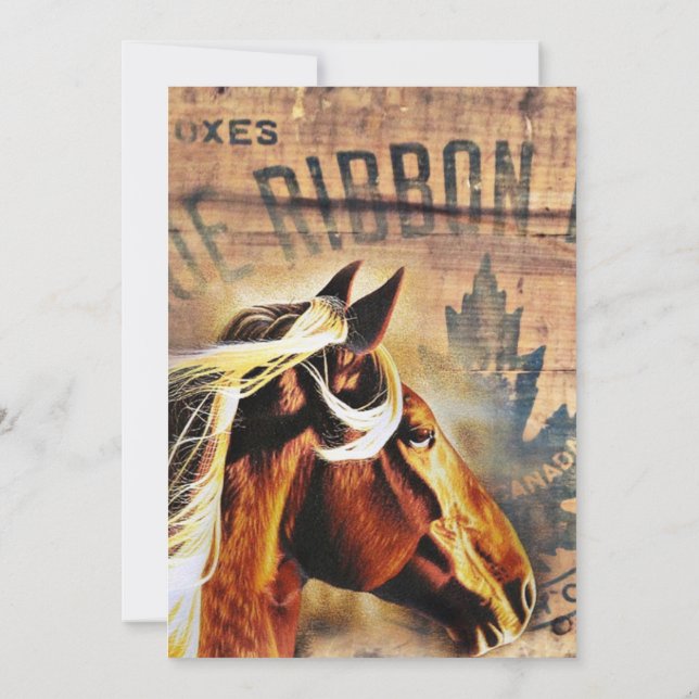 rustic  horse cowboy  western country wedding invitation (Back)