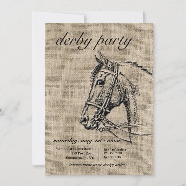 Rustic Horse Derby Party Invitation (Front)
