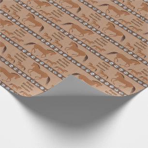 Rustic Horse Faux Leather Birthday Add Your Name Wrapping Paper