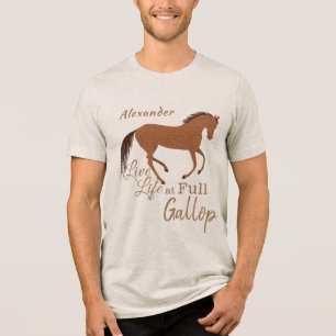 Rustic Horse Faux Leather Live Life Inspiration Tri-Blend Shirt