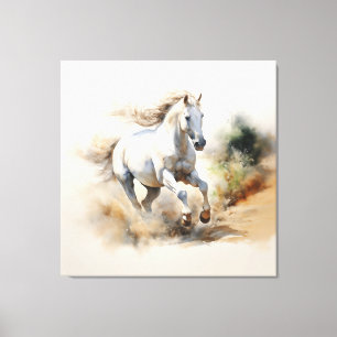 Rustic Horse: Field of Dreams Watercolor Painting Canvas Print