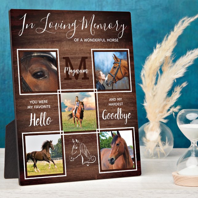 Rustic Horse Memorial Personalized Pet Loss Photo  Plaque (Creator Uploaded)