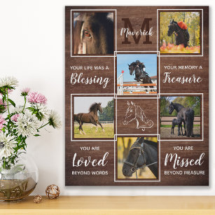 Rustic Horse Memorial Pet Loss 6 Photo Collage Faux Canvas Print
