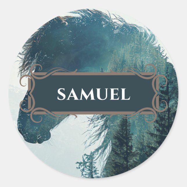 Rustic Horse Name Label Sticker (Front)
