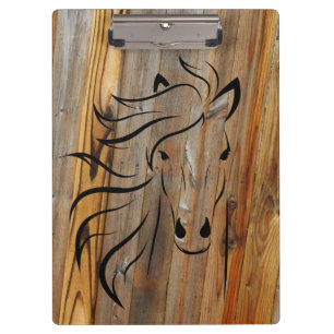 Rustic Horse on Wood Clipboard
