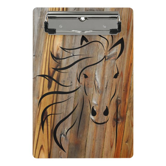 Rustic Horse on Wood Mini Clipboard (Front)