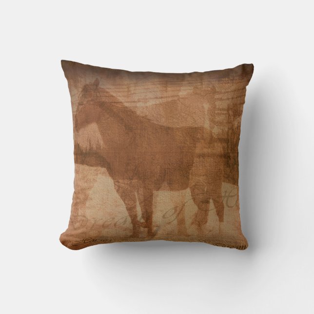 Rustic Horse Painting, Equine Art for Horse-lovers Cushion (Front)