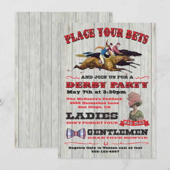 Rustic Horse Racing Derby Party Poster Invitation (Front/Back)