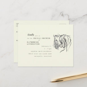Rustic Horses Nuzzling Cream Bridal Shower  Postcard