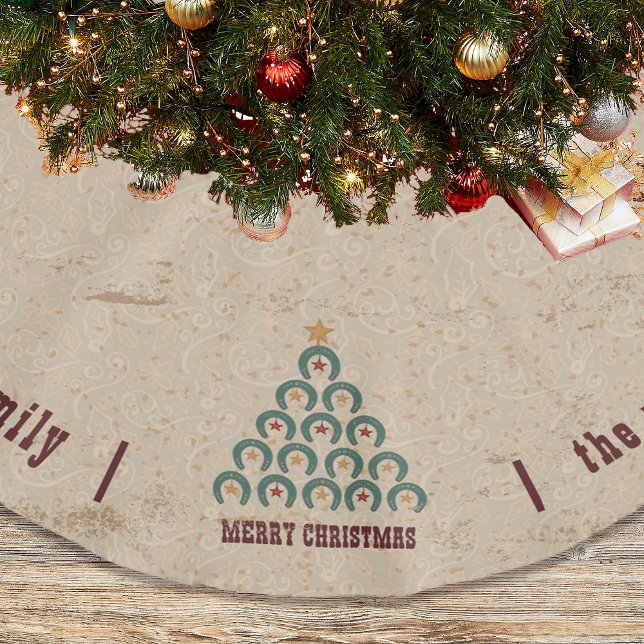 Rustic Horseshoe Christmas Tree Brushed Polyester Tree Skirt (Creator Uploaded)