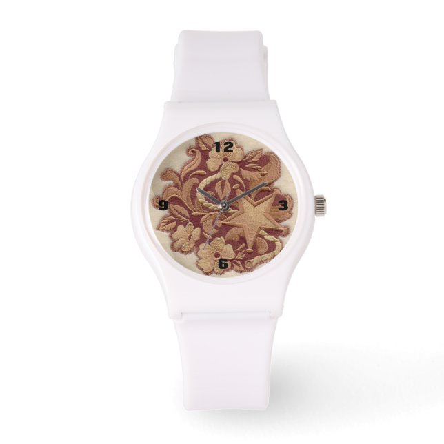 rustic horseshoe cowboy western country floral watch (Front)