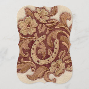 rustic horseshoe cowgirl western country floral invitation