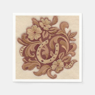 rustic horseshoe cowgirl western country floral napkin