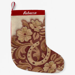 rustic horseshoe cowgirl western country floral small christmas stocking