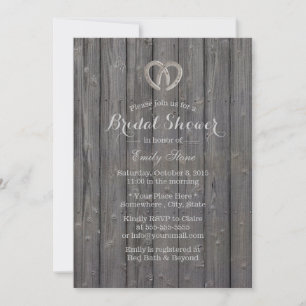Rustic Horseshoe Heart Barn Wood Bridal Shower Invitation