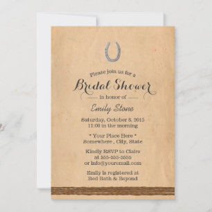 Rustic Horseshoe & Twine Bridal Shower Invitation