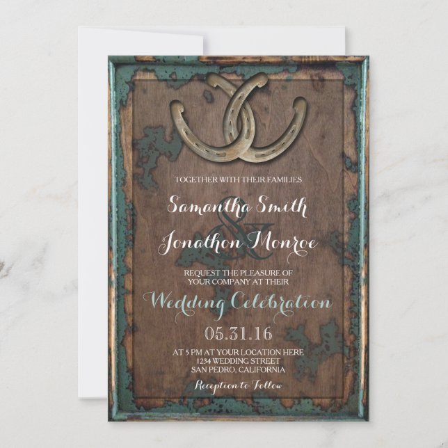 Rustic Horseshoe Wedding Invitation (Front)