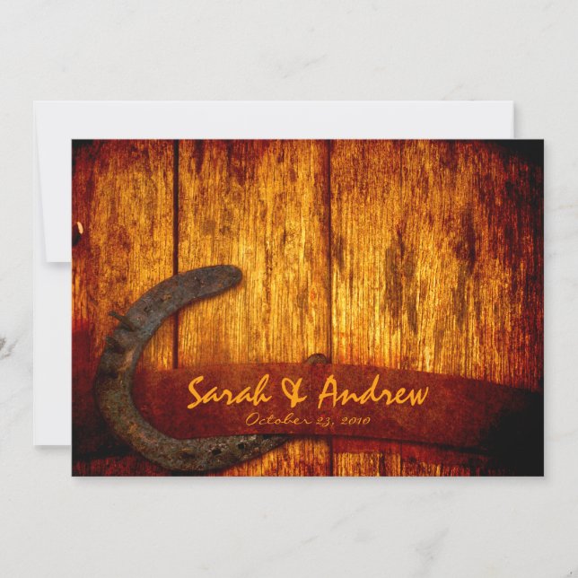Rustic Horseshoe Wedding Invitation (Front)