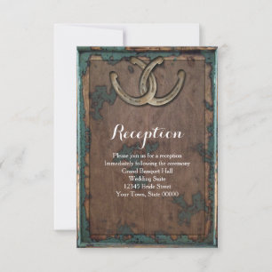 Rustic Horseshoe Wedding Reception Info Invitation